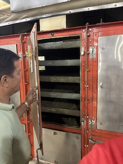 This machine dries the tea leaves over 12 hours