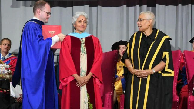 Dr Soumya Swaminathan being awarded honorary Doctor of Laws by University of Guelph